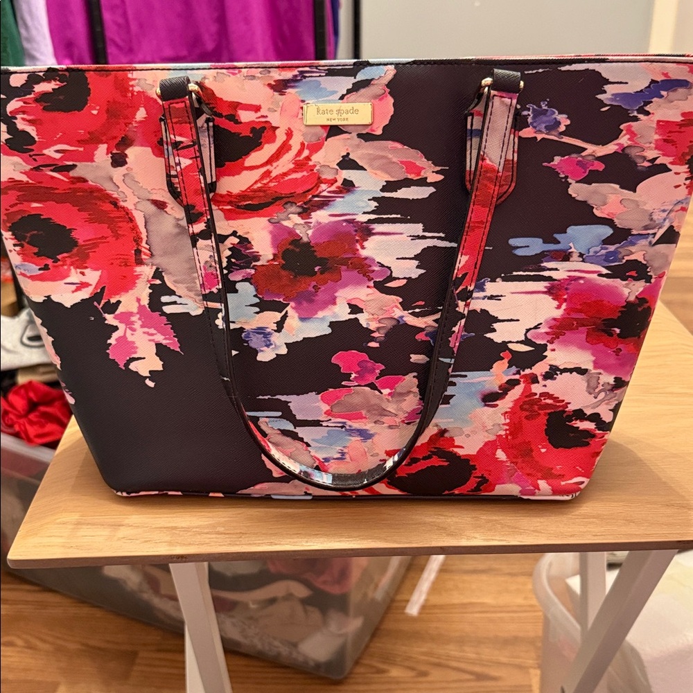 Kate Spade black and floral tote bag
